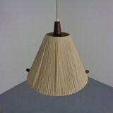 Teak and sisal ceiling lamp from Temde, 1960s