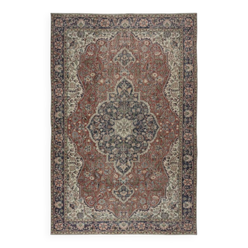 Vintage Turkish Wool Area Rug. One of a kind Handmade Carpet