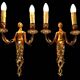 Paire anciennes appliques cariatides bronze doré, électrifiées 4 feux CS862