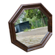 Vintage octagonal mirror in solid wood from the 70s, 63x63cm.