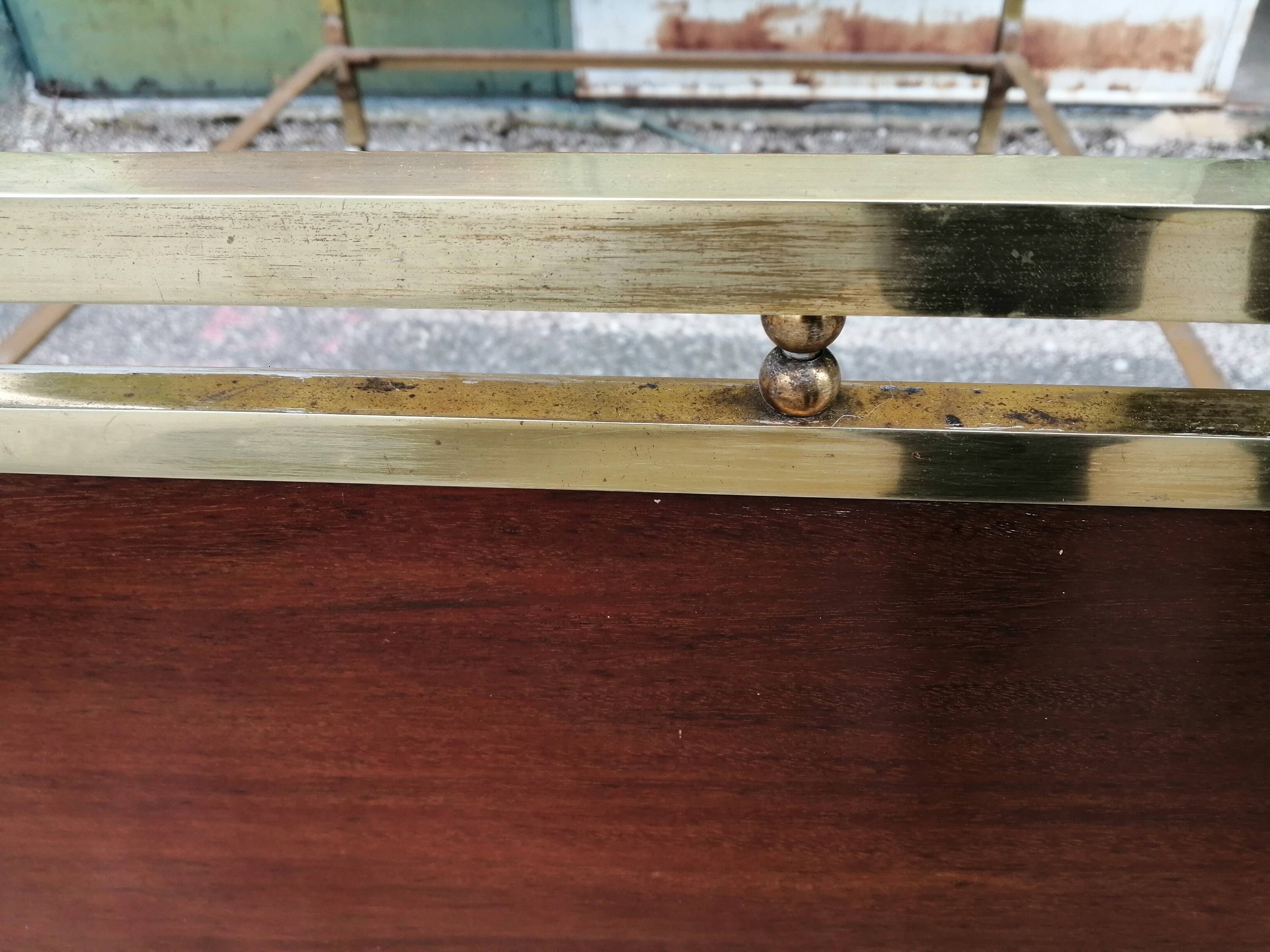 Very pretty old art deco bed 140 x 190 mahogany and gilded brass wood and metal