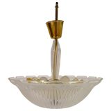 Large Swedish textured glass pendant light Orrefors