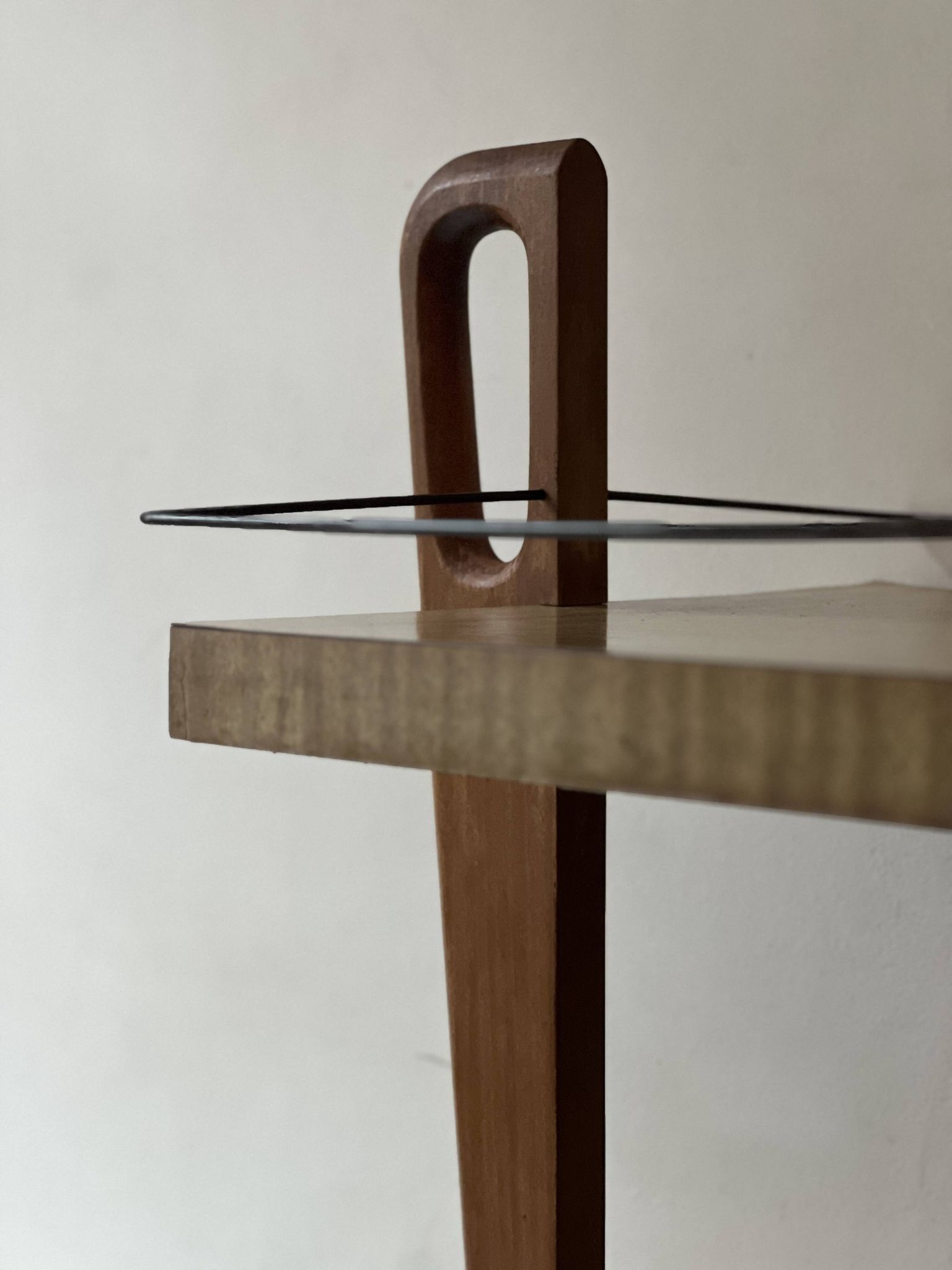 Mid-century honey wood bar trolley, French design 1950s