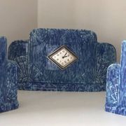 Garniture de cheminée bleue Odyv 1940 Art Déco