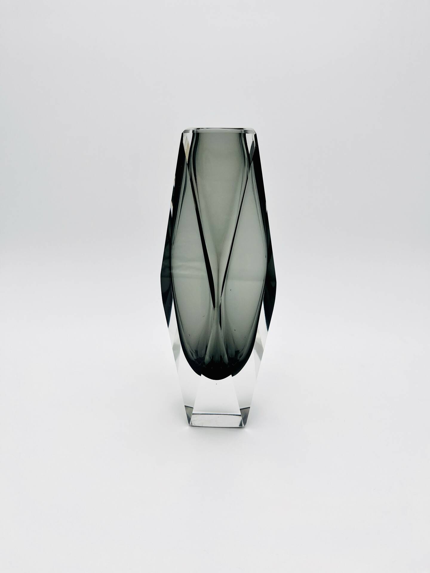 XXL Murano Sommerso Vase Alessandro Mandruzzato 27cm Grey Smoke