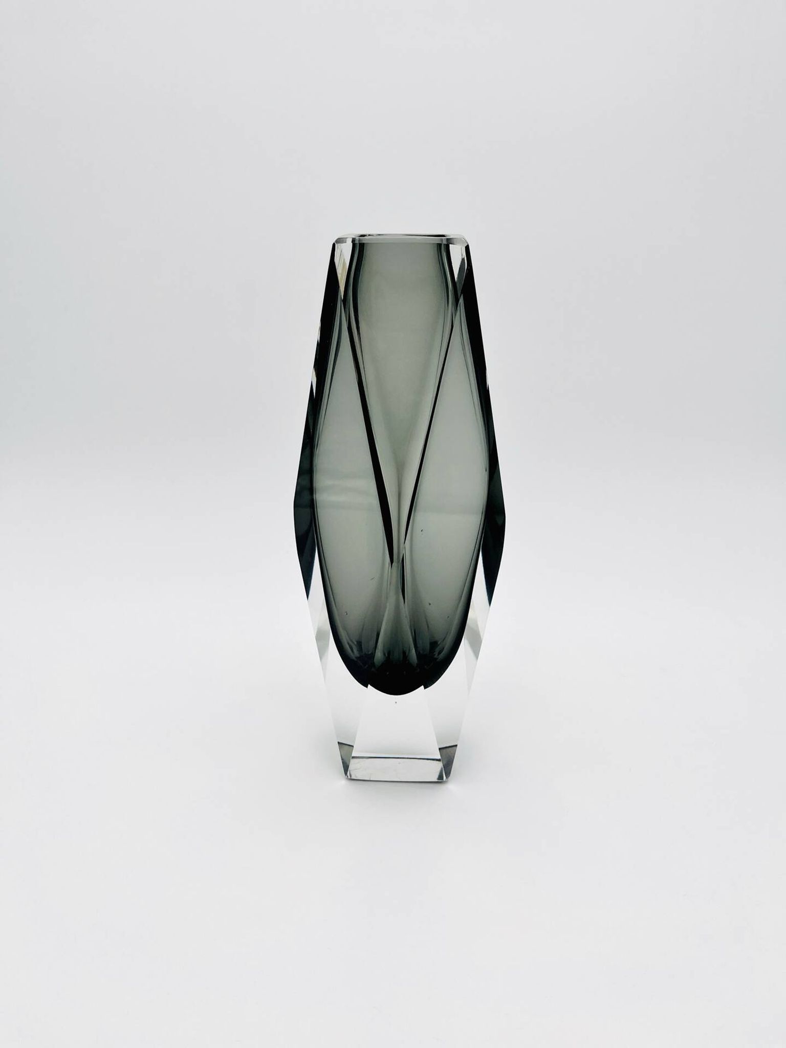 XXL Murano Sommerso Vase Alessandro Mandruzzato 27cm Grey Smoke