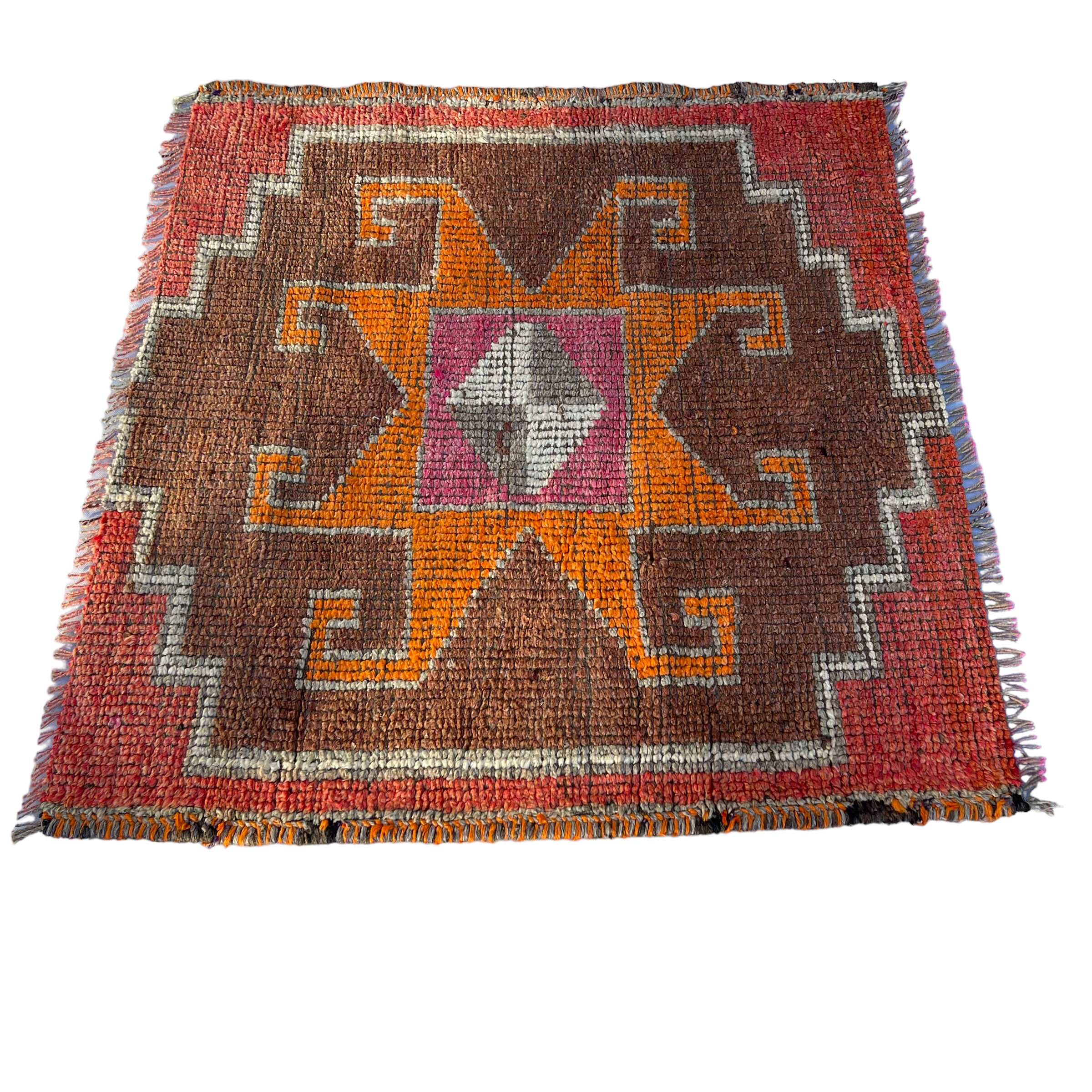 Tapis herki kurde vintage, 100 x 100 cm