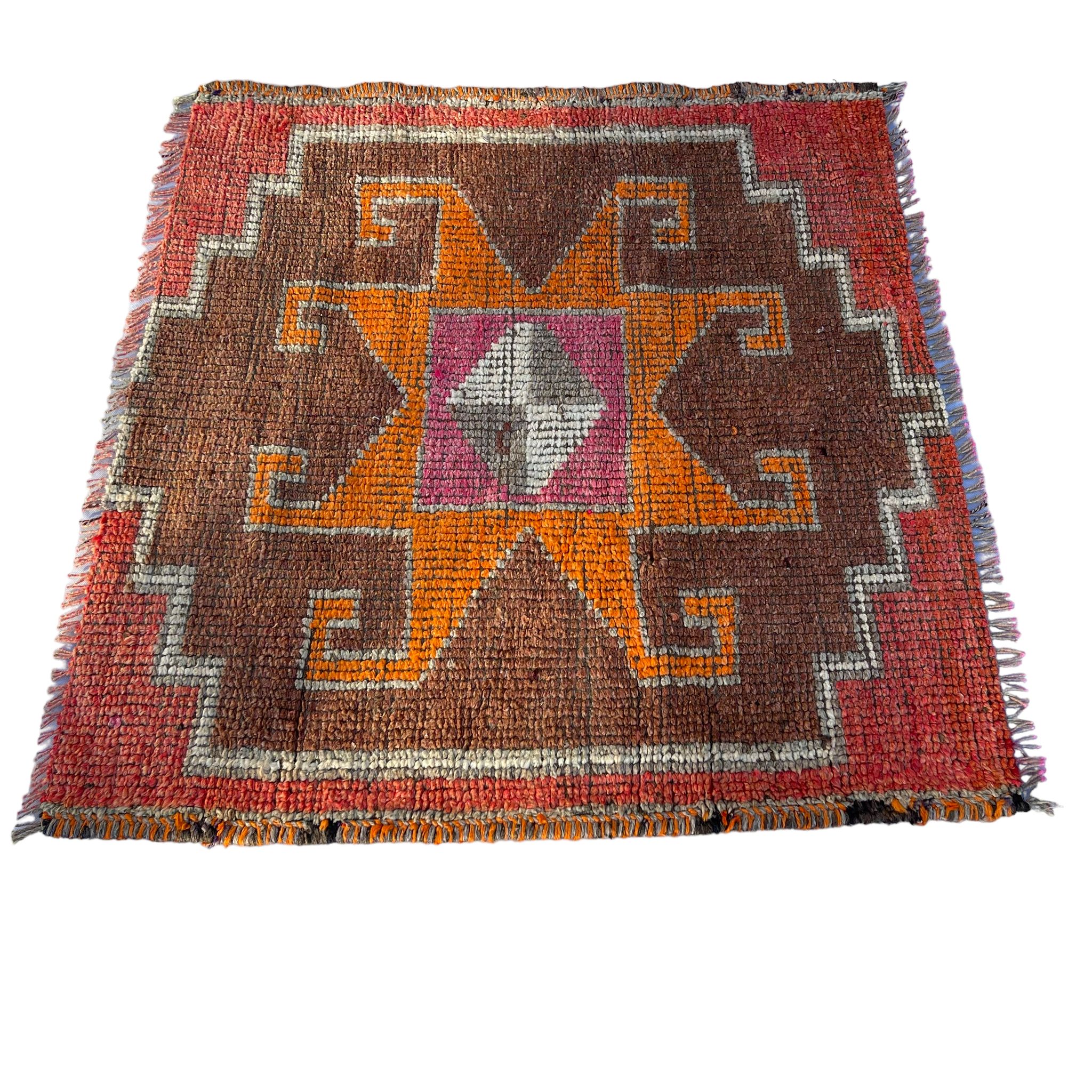 Tapis herki kurde vintage, 100 x 100 cm
