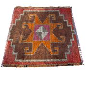 Tapis herki kurde vintage, 100 x 100 cm