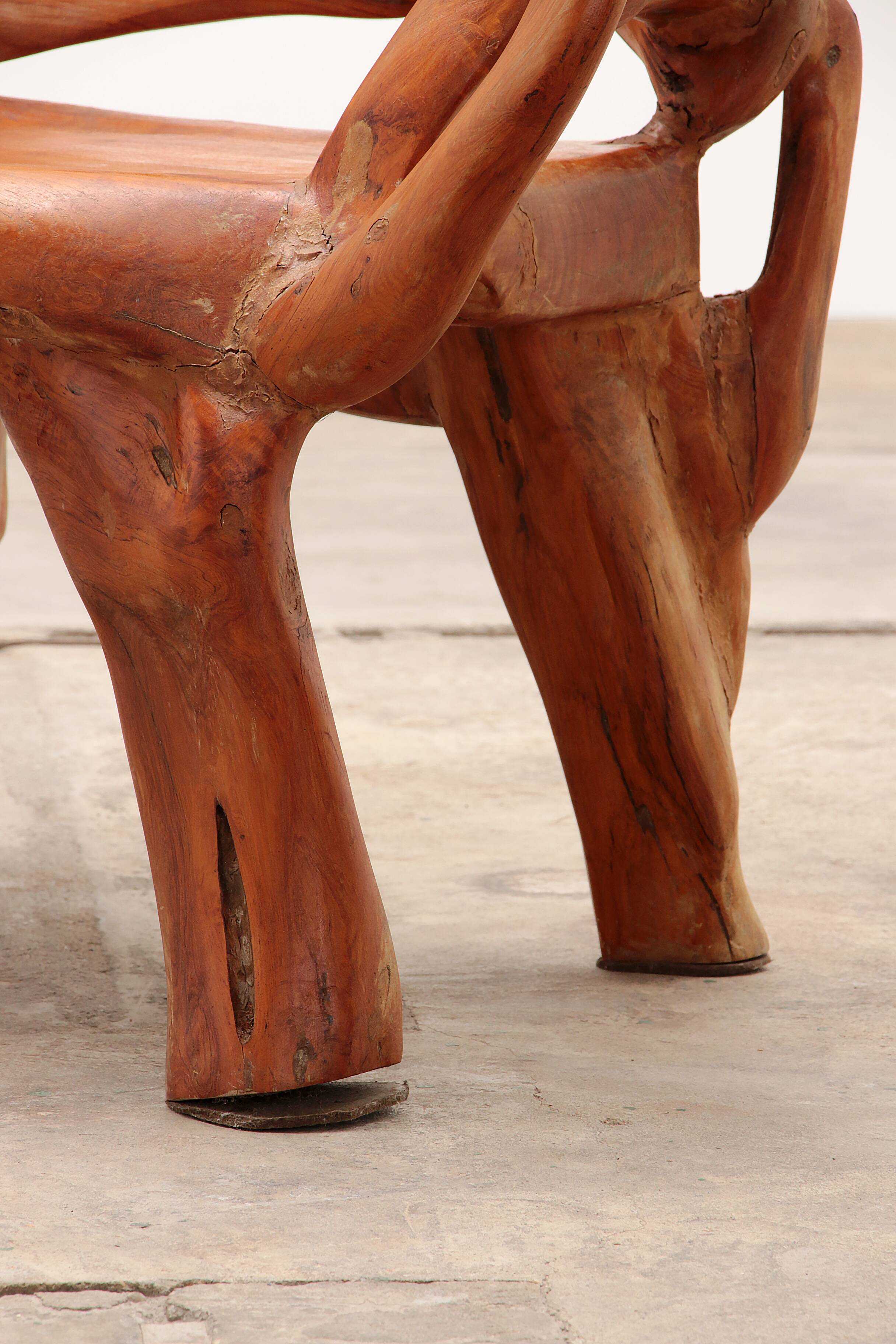 Robust armchair made of recycled wood