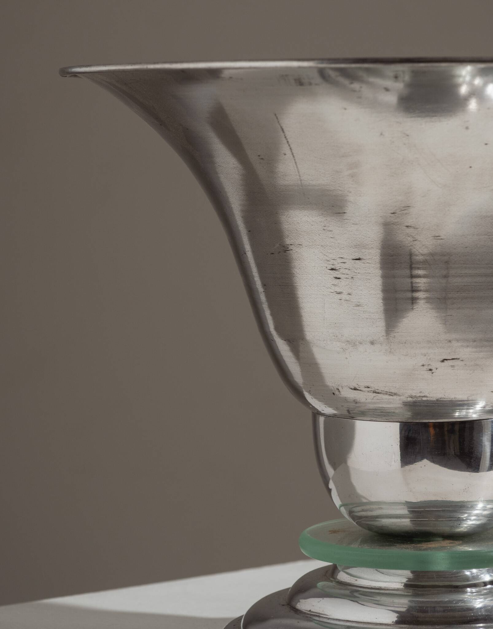 Lampe Art déco en aluminium et verre, 1960