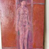 Nude figure. Oil painting on board. Mid 20th century, signed and dated 1974