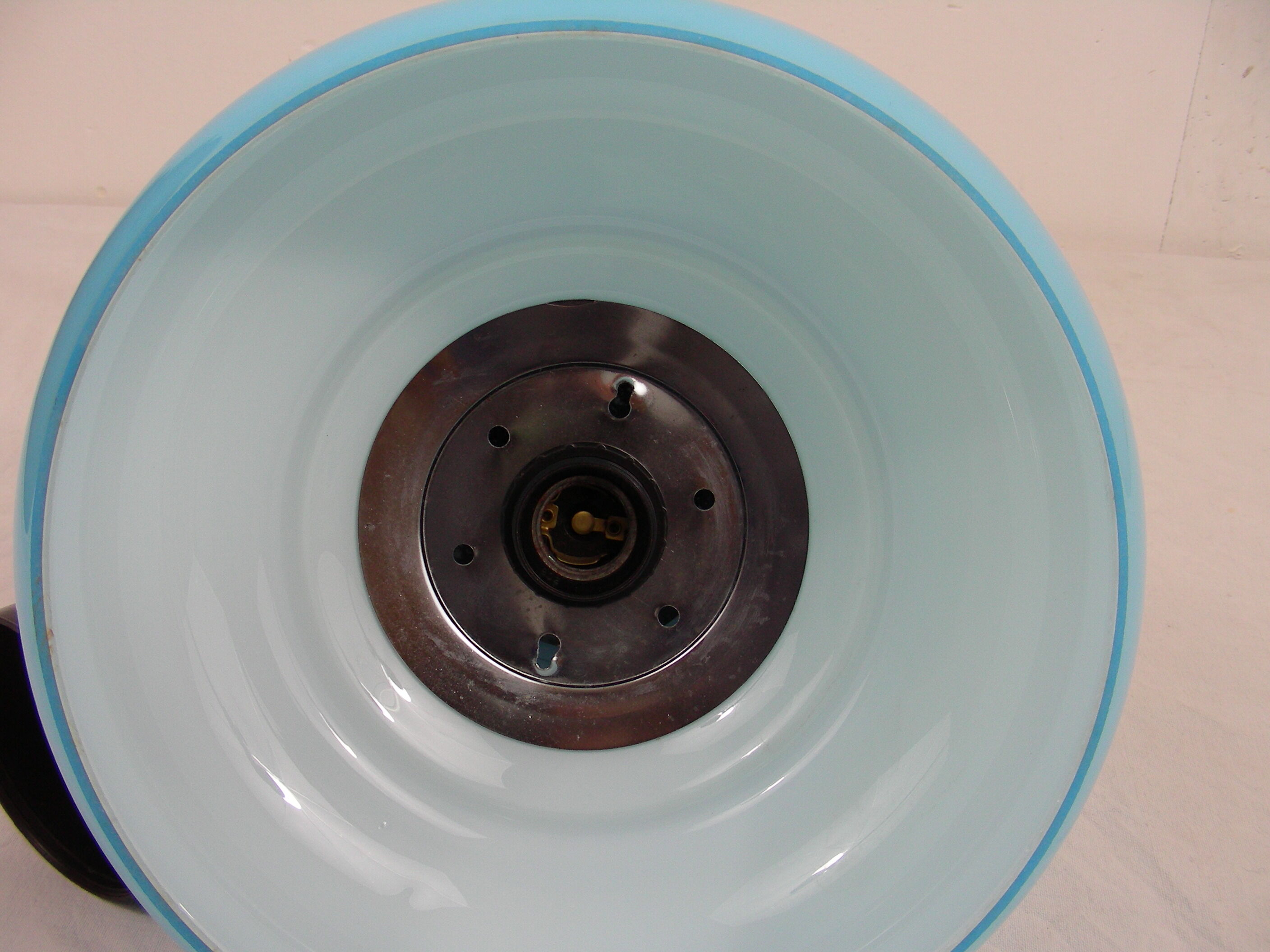 suspension opaline bleu monte baisse vintage 1970
