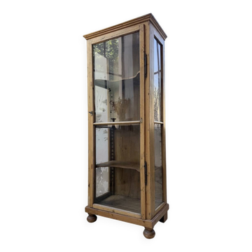 19th-century English pine display cabinet