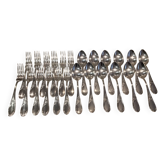 12 silver-plated table cutlery 24p with Belgian rocaille ribbon decoration