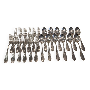 12 silver-plated table cutlery 24p with Belgian rocaille ribbon decoration