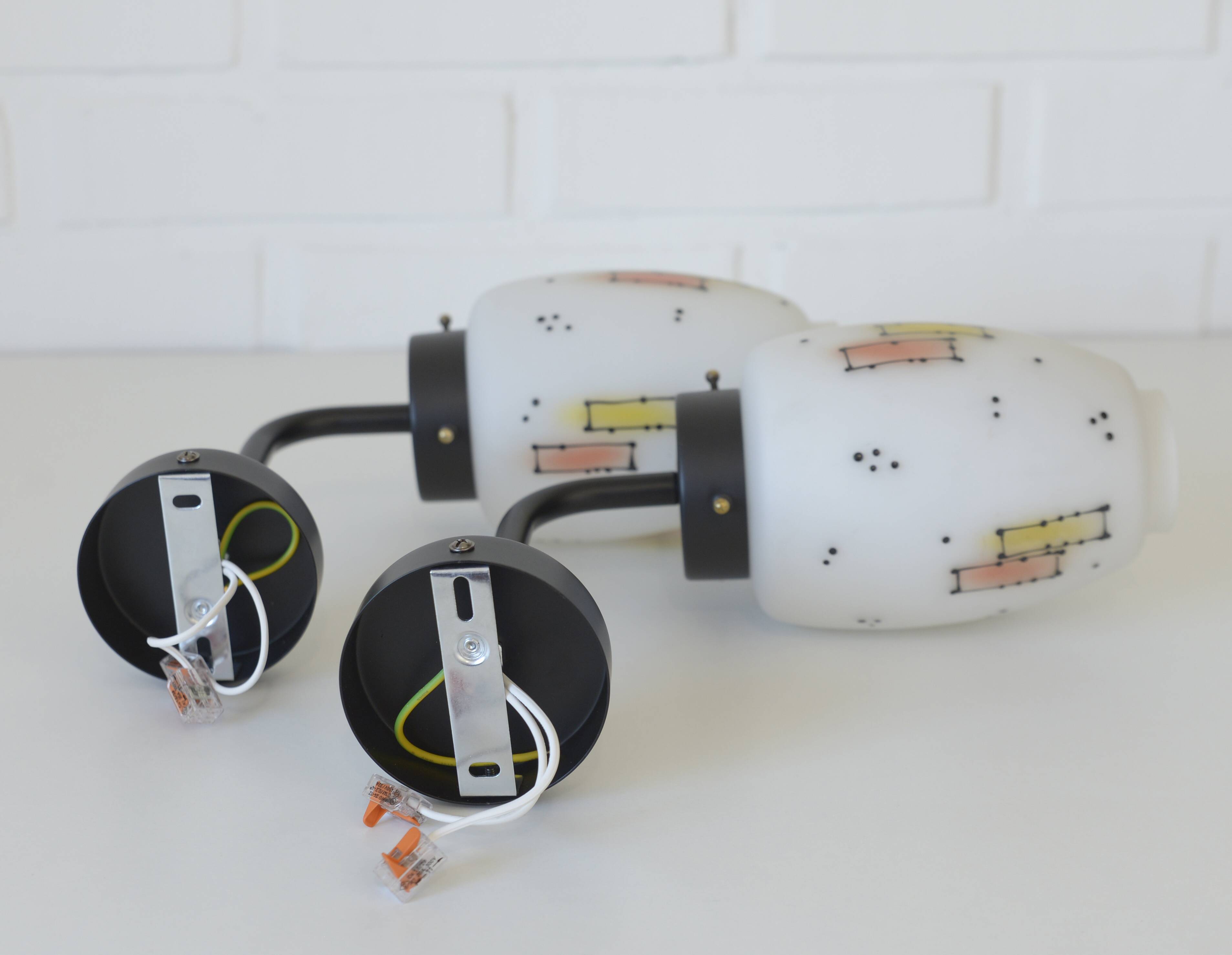 Pair of Unique Vintage Redesign Wall Lamps Glass Lights from Italy 1960's