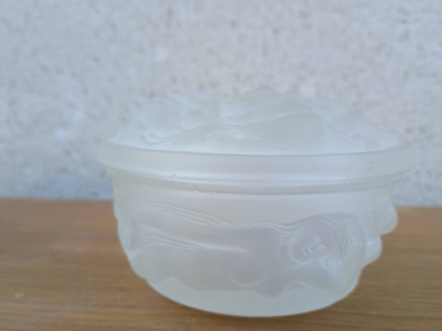 ART DECO Heinrich Hoffmann Box in Pressed Molded Glass Les Naiades Boh