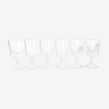 6 verres à vin blanc cristal d'Arques modèle Louvre