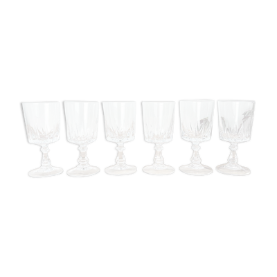 6 verres à vin blanc cristal d'Arques modèle Louvre