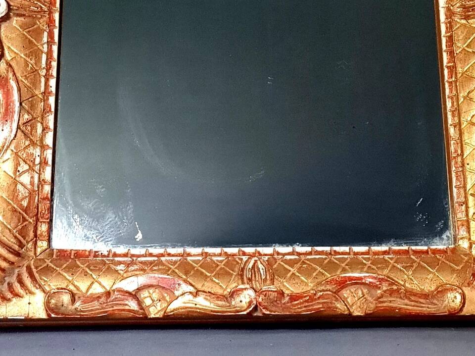 Mirror with carved gilded wooden frame in 18th century style 52x30 cm C492
