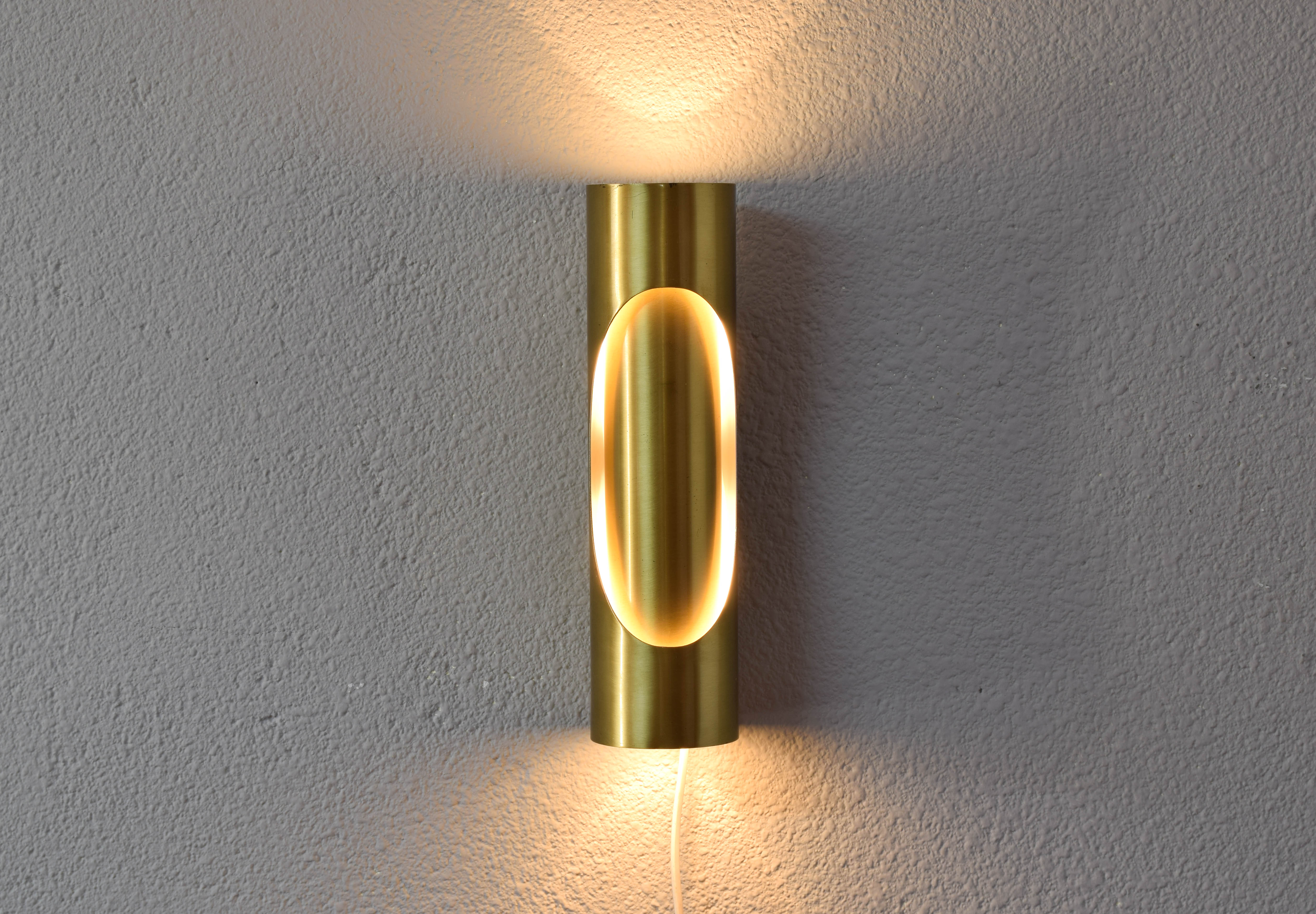 Mid Century Modern Space Age Brass Sconce by Marca SL Spain, 70s