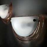 Murano glass half moon wall lights from the 80s (X2)