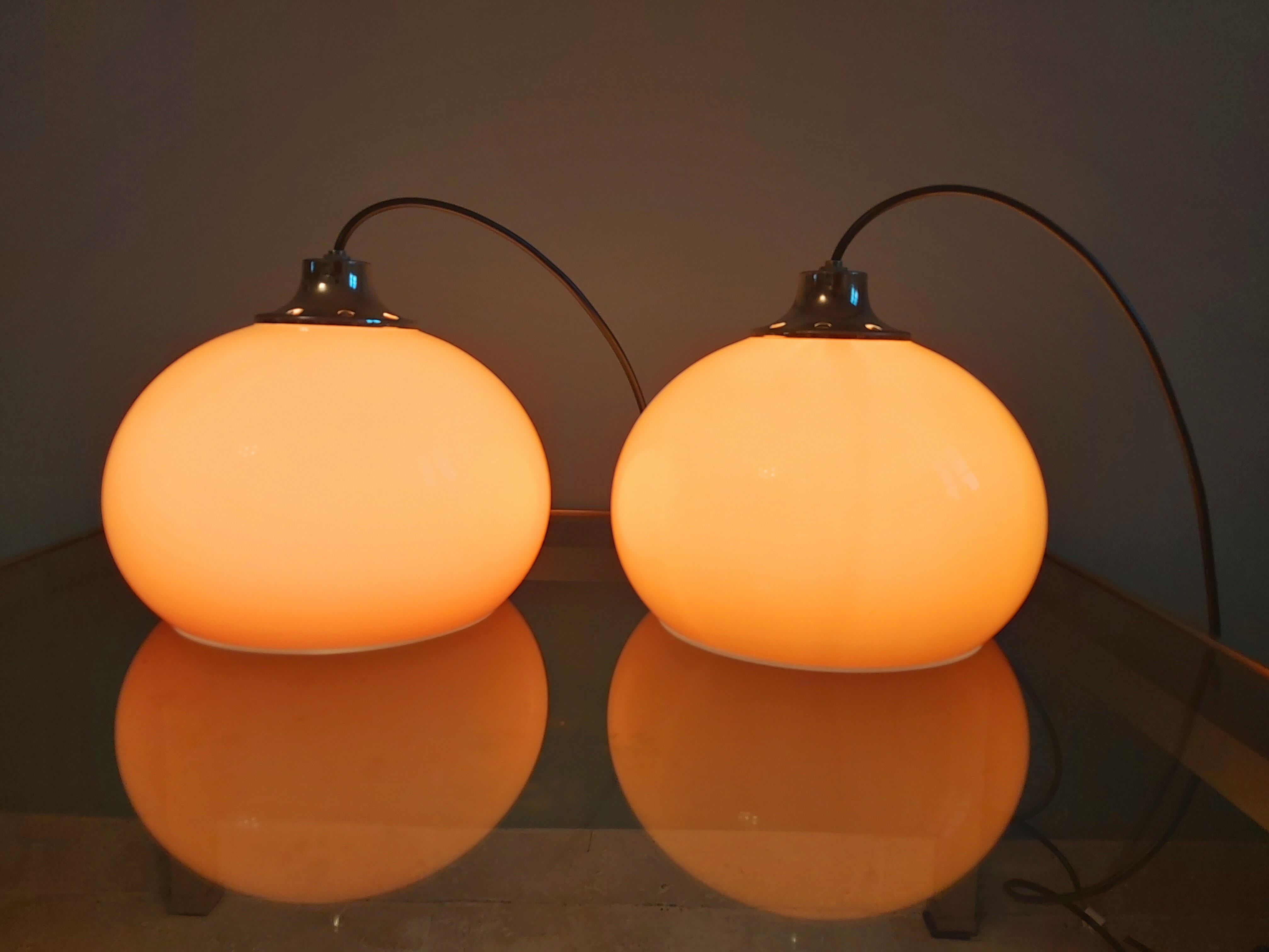 Lot de 3 suspensions orange vintage, années 70