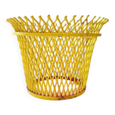 Cache pot de Mathieu Matégot rond en métal jaune, France 1950s