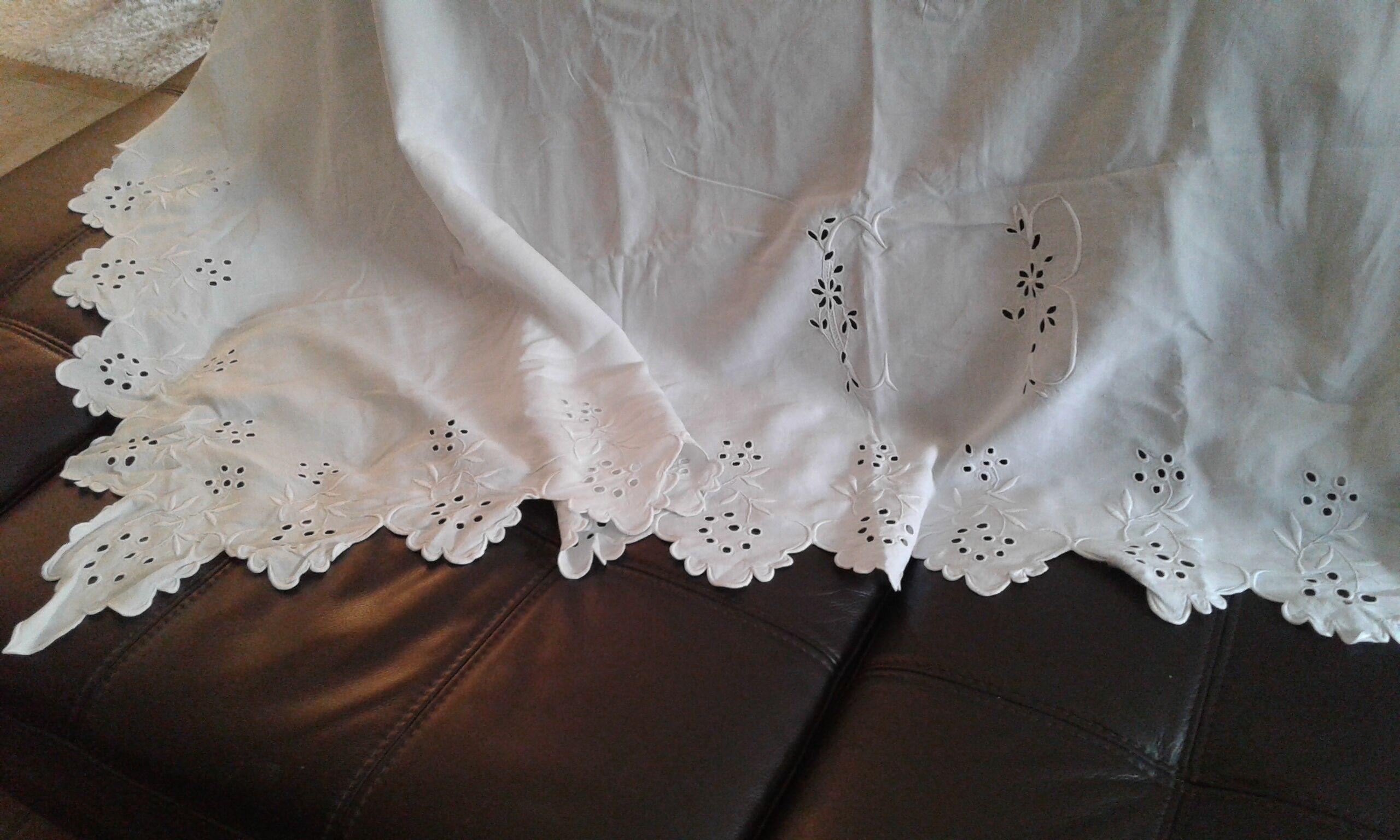 CB monogram linen sheet