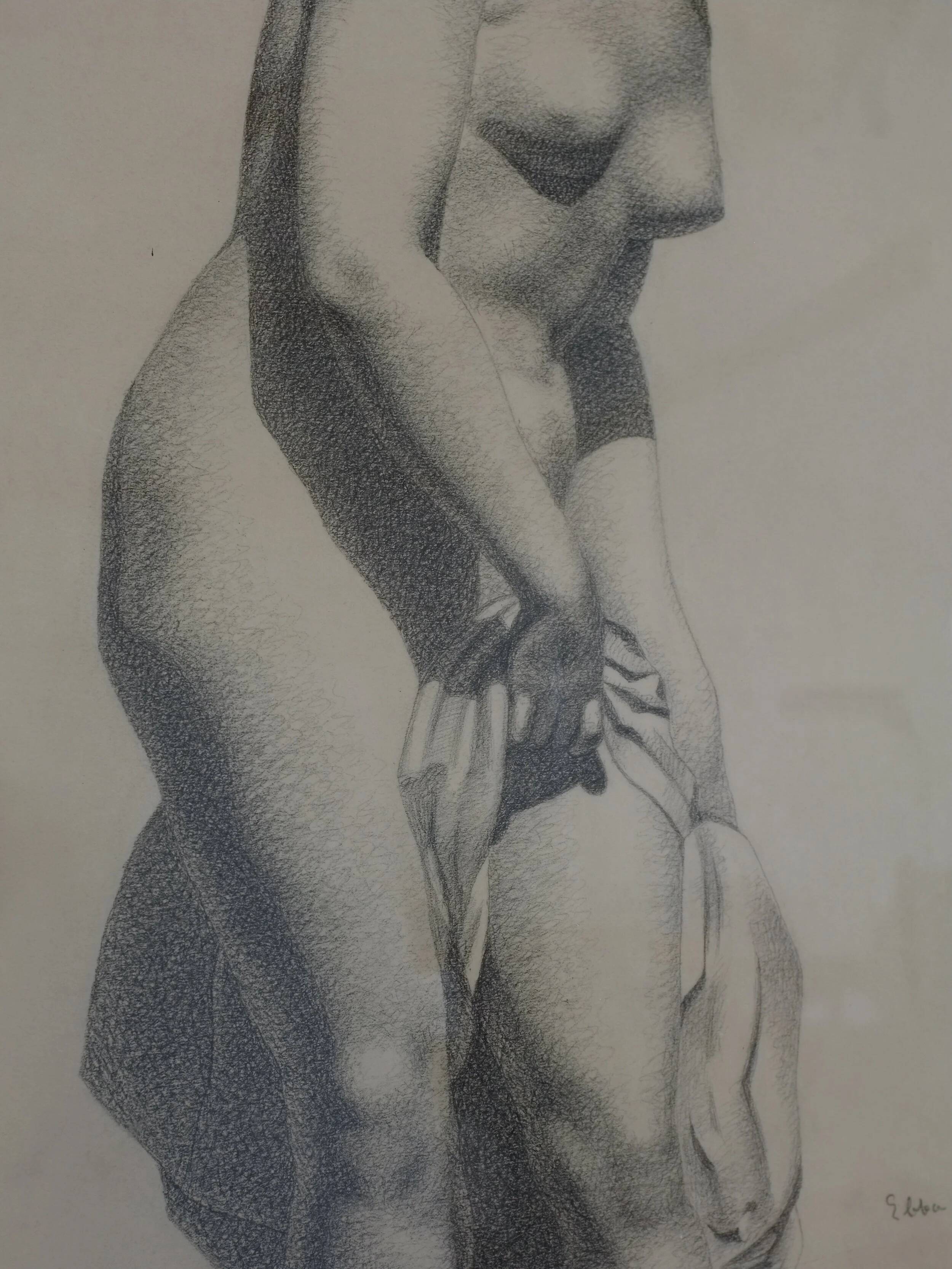 Ebba Von Wachenfeldt dessin au fusain d'une statue de femme | 1883