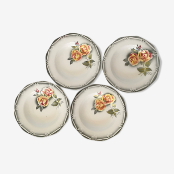 Set de 4 assiettes creuses "Odile" Digoin Sarreguemines