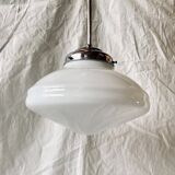 Art Deco pendant light in white opaline