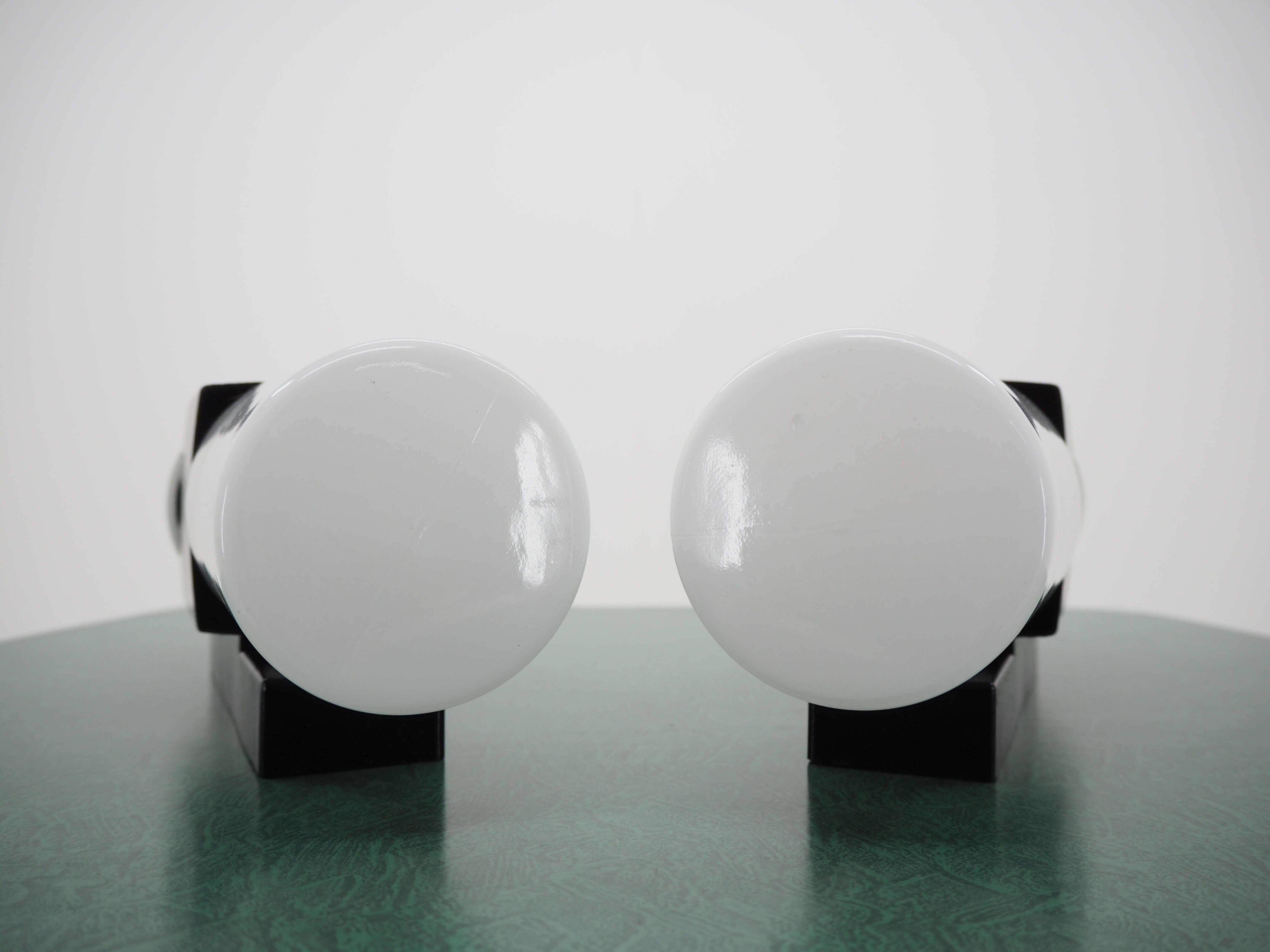 Pair of Midcentury Bakelite and Glass Wall Lamps, Czechoslovakia 1950s