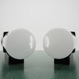 Pair of Midcentury Bakelite and Glass Wall Lamps, Czechoslovakia 1950s