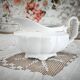 Porcelain sauceboat, white manufacture with double gold line, hand-painted.