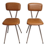 Pair of vintage faux leather and chrome chairs