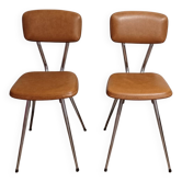 Pair of vintage faux leather and chrome chairs