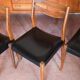Set of 4 wooden and black faux leather chairs, Scandinavian style, wooden chair
