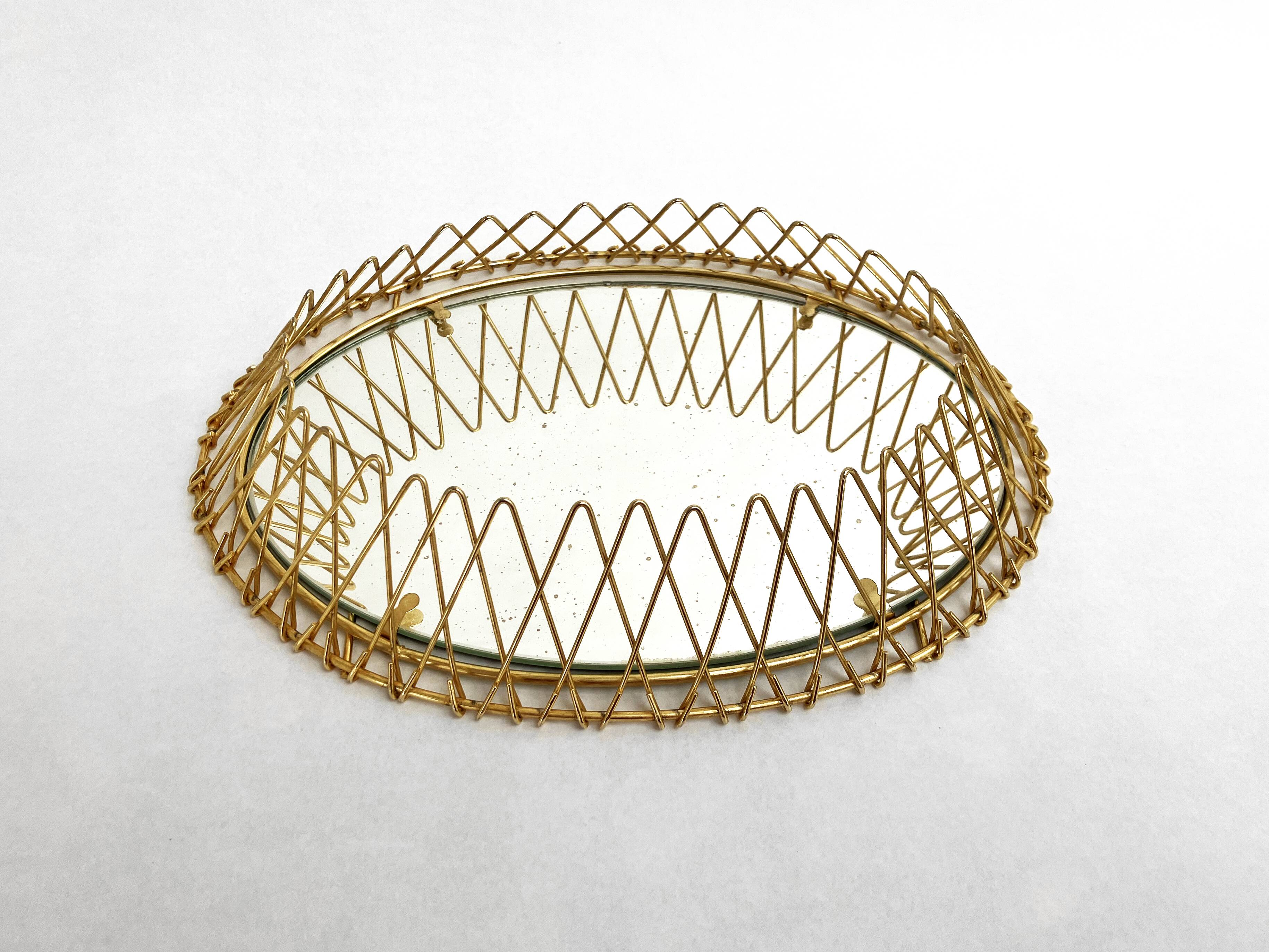 Erdecor Escaut retractable mirror tray • Gilded with fine gold • 1950