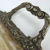 Plate with handle in silver metal
