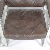 Swedish Mid Century Leather And Aluminum Armchairs By Karl Erik Ekselius For Joc Vetlanda, Set Of 4