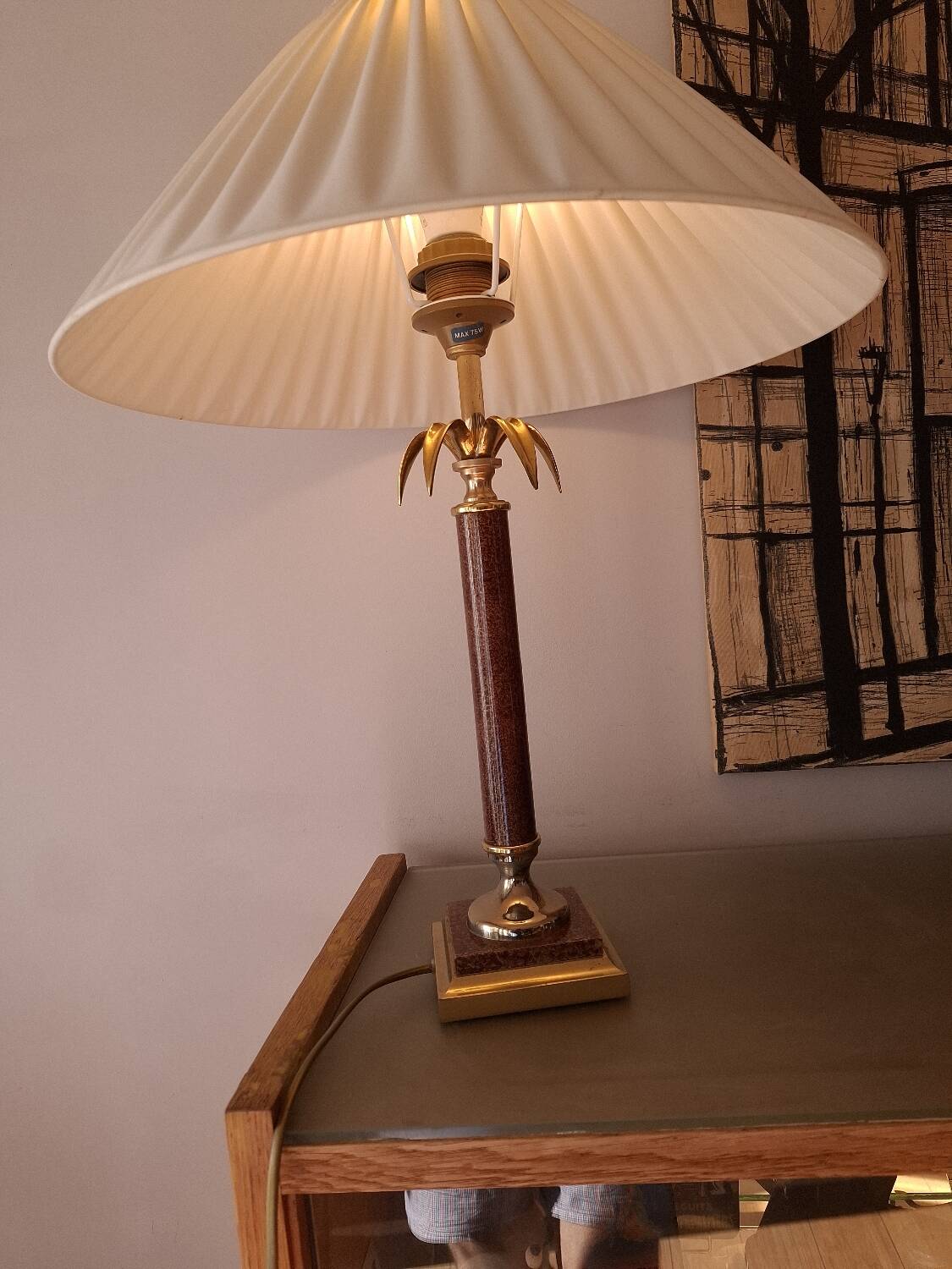 80's tortoiseshell palm tree lamp