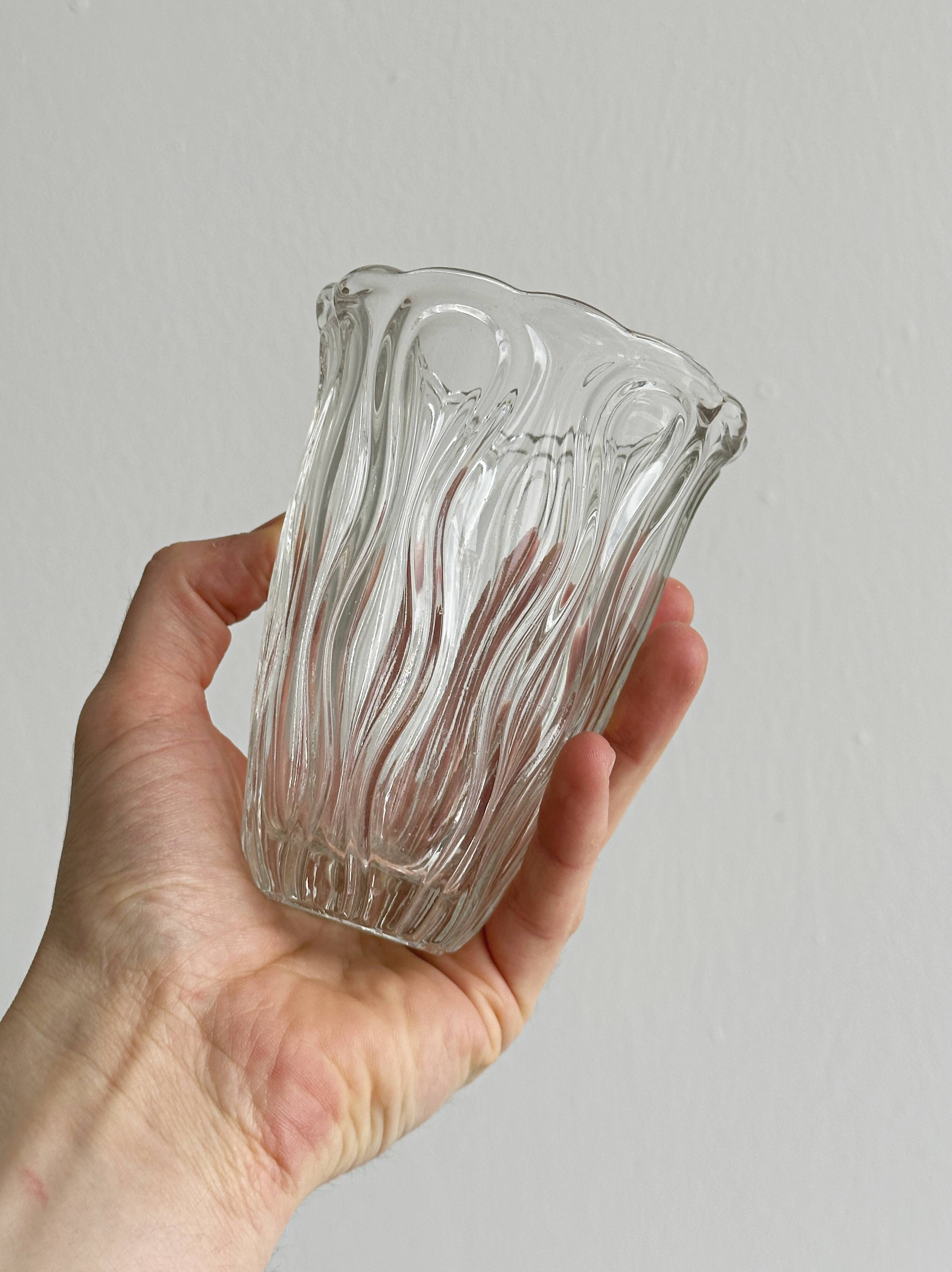 Thick transparent glass vase