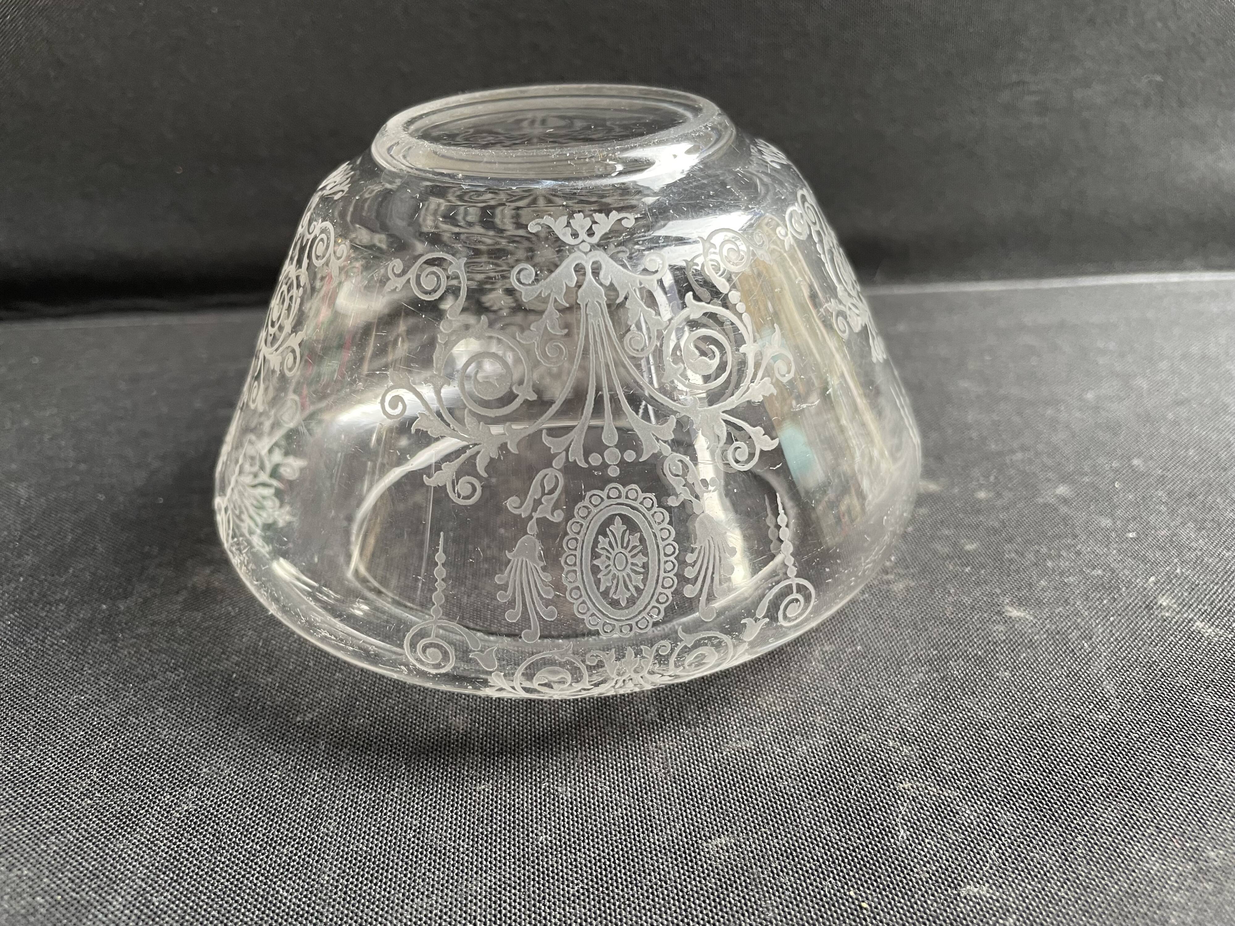 Acid etched crystal vase