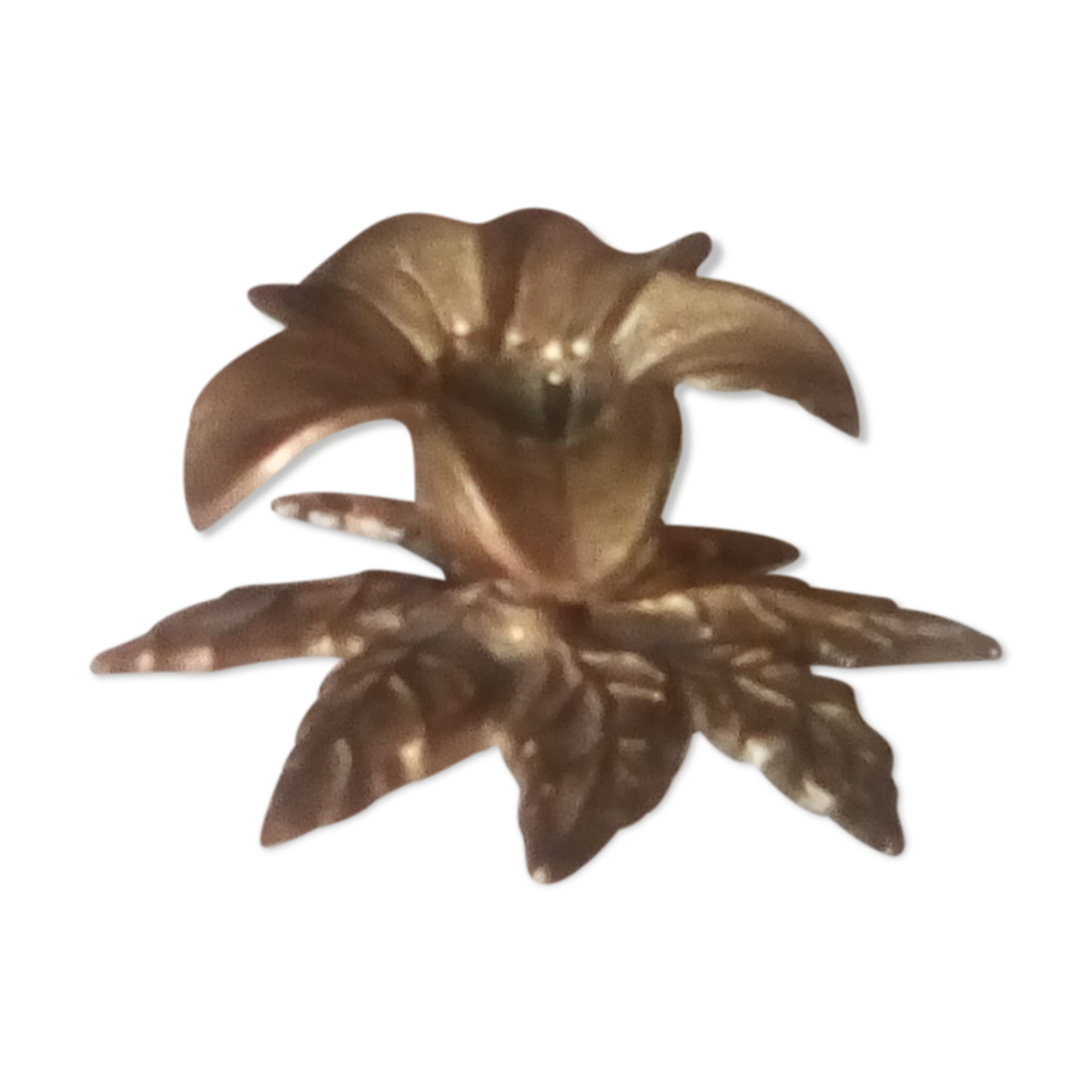 Vintage flower candlestick in chissed solid brass