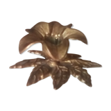 Vintage flower candlestick in chissed solid brass