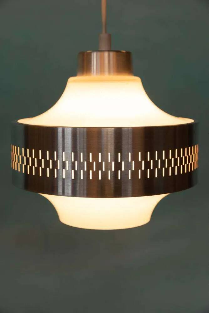 1960s vintage glass pendant light, Swedish pendant.