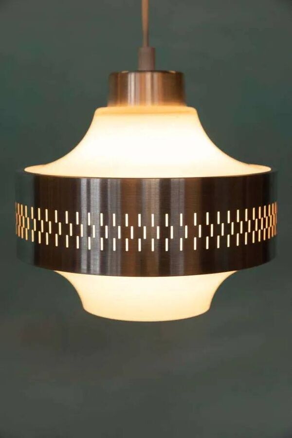 Suspension design vintage en verre années 60, suspension suédoise