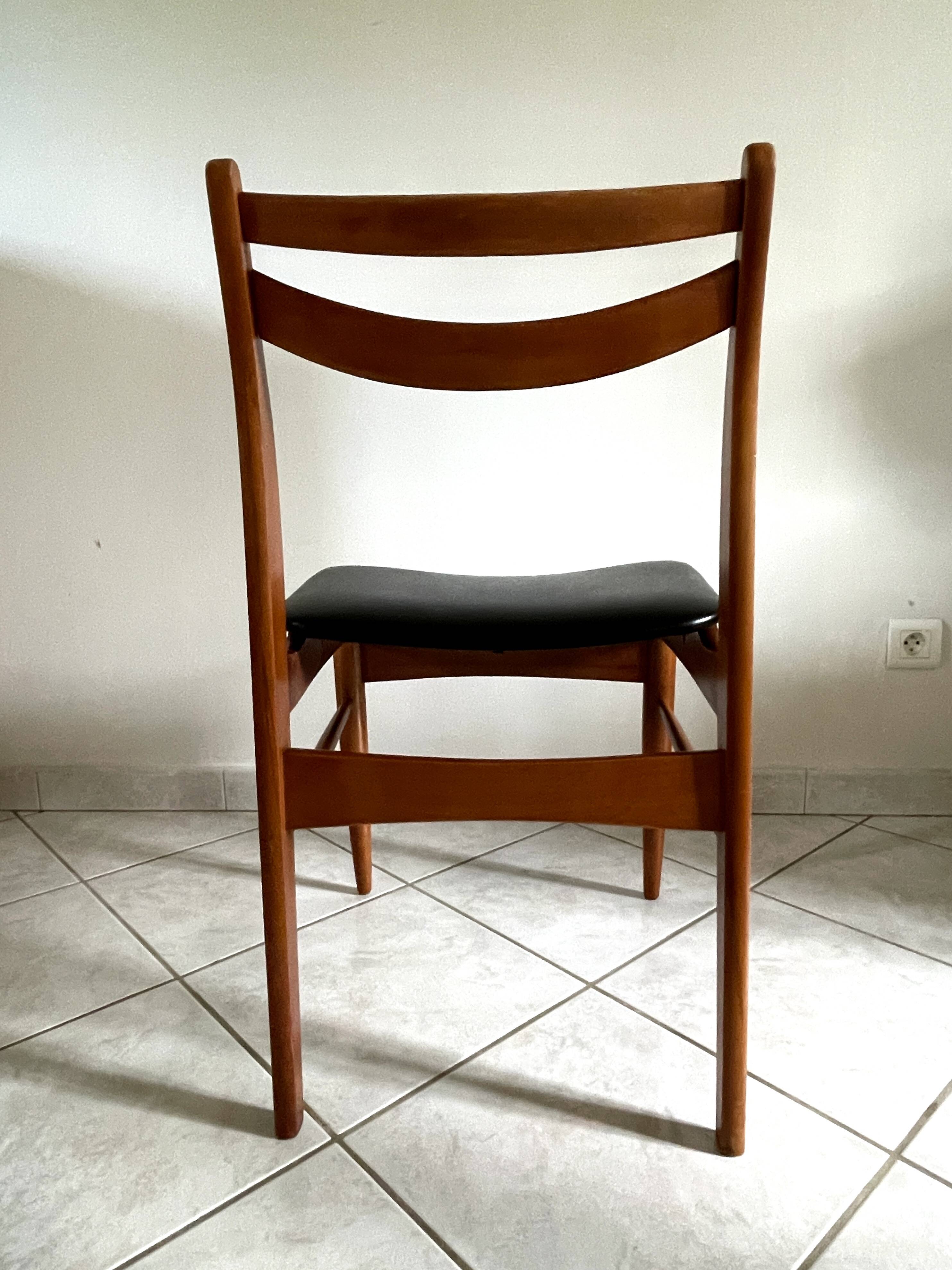 Set de 5 chaises scandinaves teck et skaï
